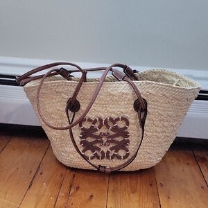 Brown and Tan Woven Tote Bag